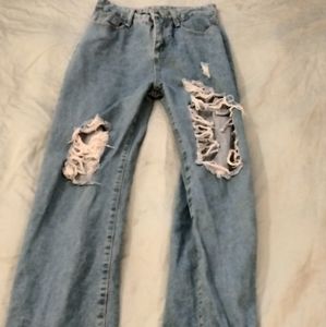 Lightly used/Cuffed ripped jeans